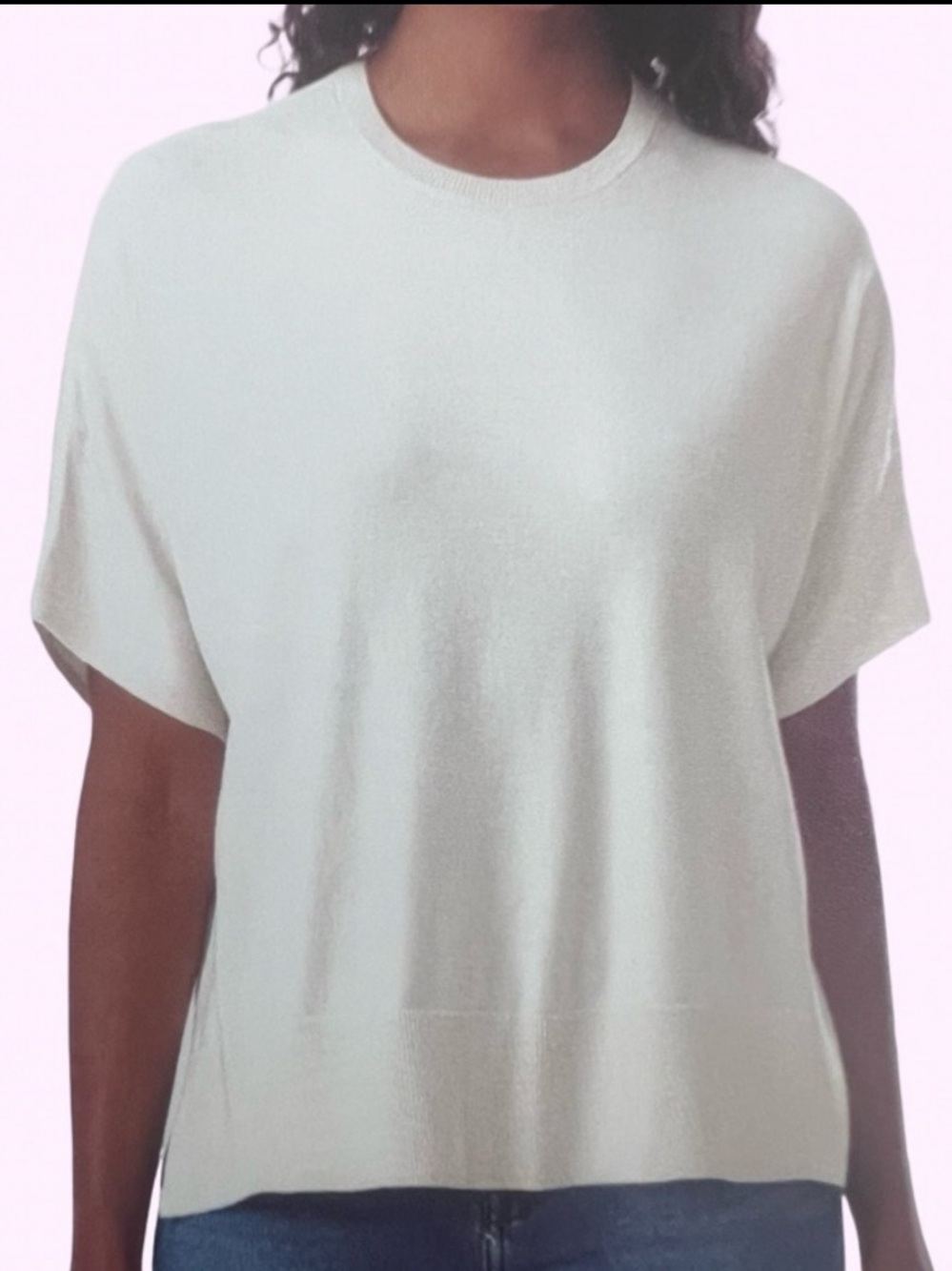 Splendid Short Sleeve Knit Sweater Cream XL NWT